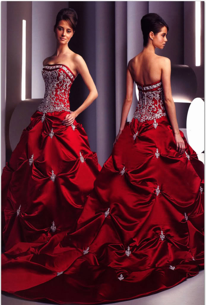 It is a red wedding dress This red wedding dresses was made with high 